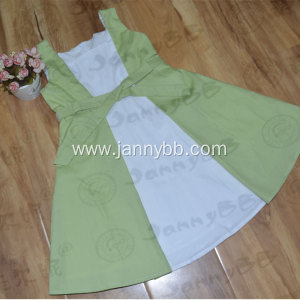 Green White Splice A Line Dress